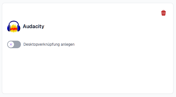 Standard App mit Desktop Symbol
