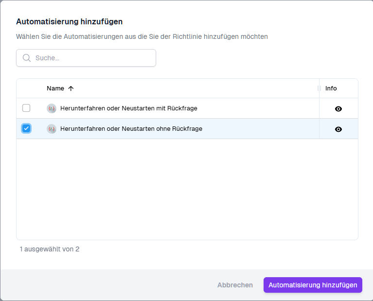 Automatisierung zum Herunterfahren einstellen