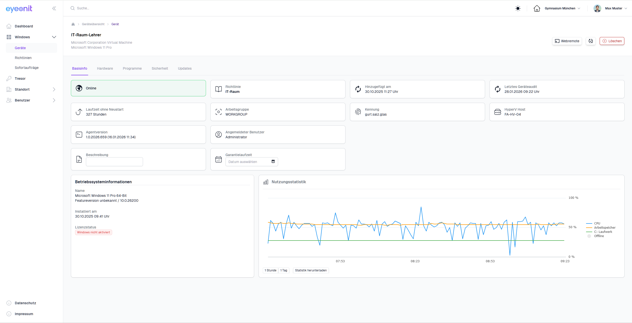 Ansicht der Gerätedetails