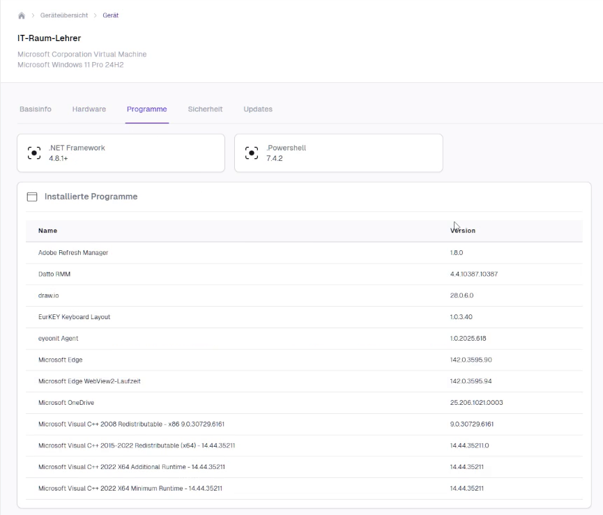 Liste der installierten Programme