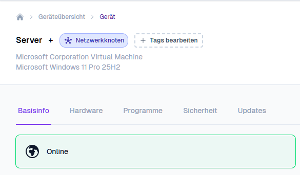 Tag „Netzwerkknoten“ in den Gerätedetails