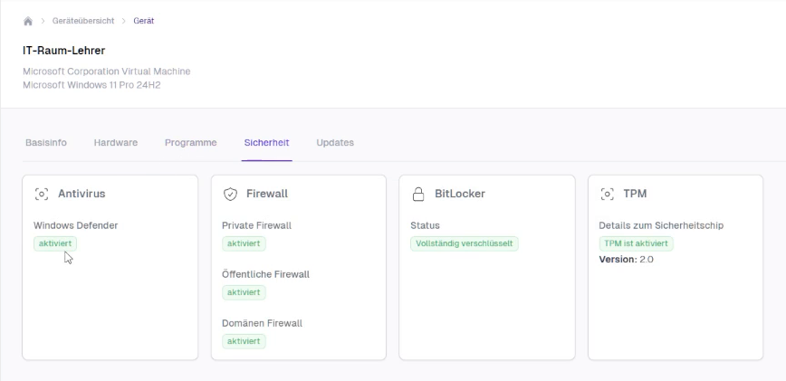 Sicherheitsstatus des Geräts