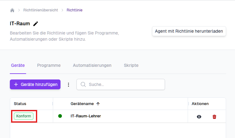Statusdetails installiert