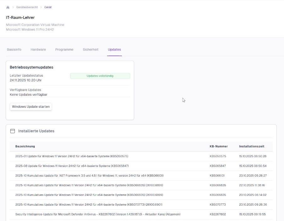 Windows Update-Status des Geräts